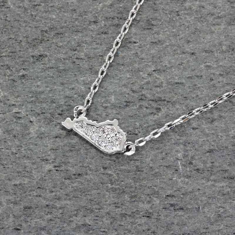 Brass "KENTUCKY" Map Pendant Necklace