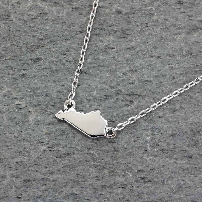Brass "KENTUCKY" Map Pendant Necklace