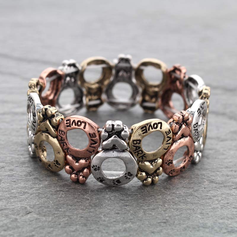 "LIVE LOVE BARK" Paw Stretch Bracelet - Image 2