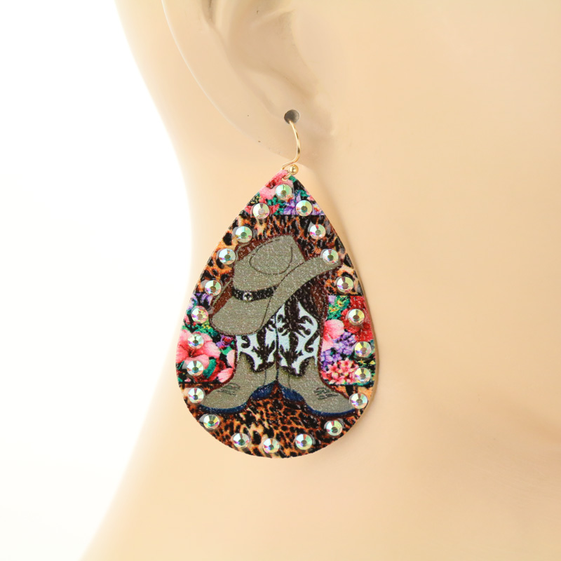 Western Cowboy Teardrop Fish Hook Earrings - Image 2