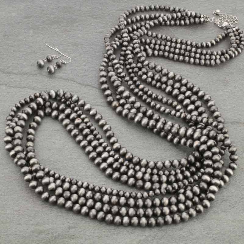 43" Western Navajo Style Pearl Necklace Set