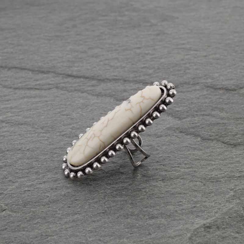Big Natural White Stone Ring - Image 3