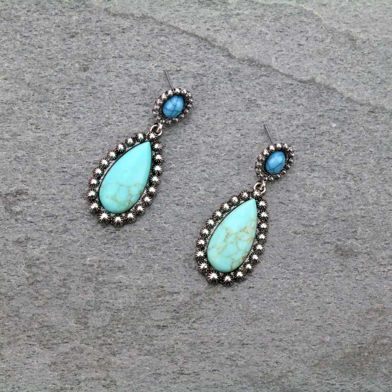 Western Teardrop Navajo Style Post Earrings