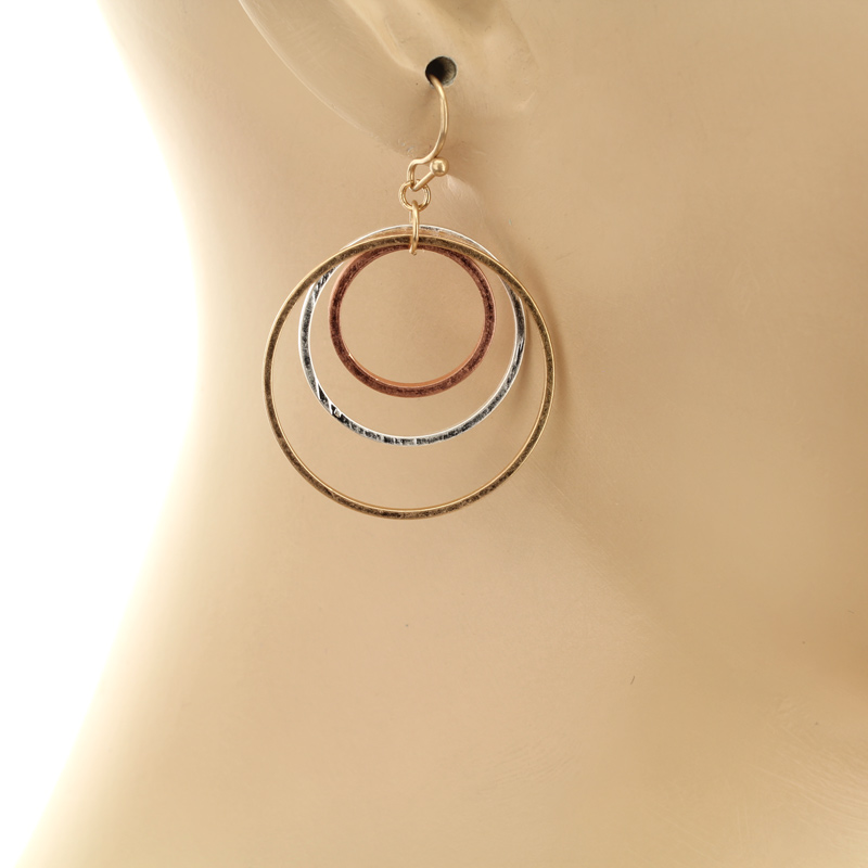 Circle Shape Fish Hook Earrings - Image 2