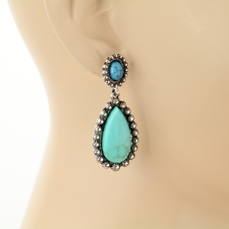 Western Teardrop Navajo Style Post Earrings - Image 2