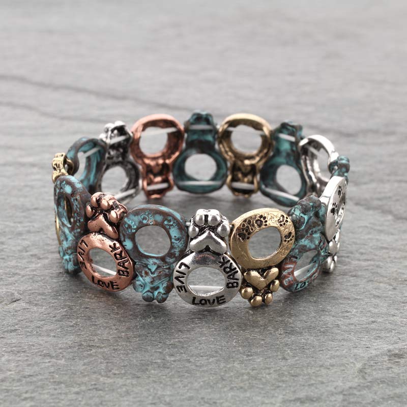 "LIVE LOVE BARK" Paw Stretch Bracelet