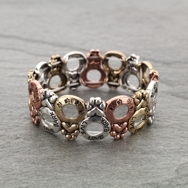 "LIVE LOVE BARK" Paw Stretch Bracelet