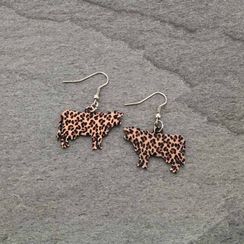 Cow Leopard Print Fish Hook Earrings