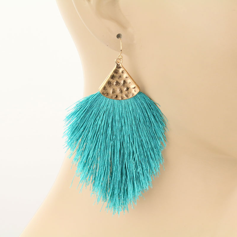 3" Tassel Metal Fish Hook Earrings - Image 2