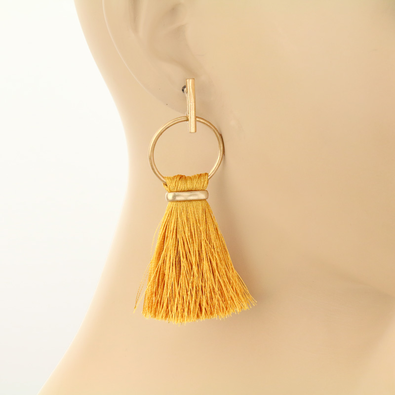 2.5" Tassel with Metal Post Earrings - Image 2