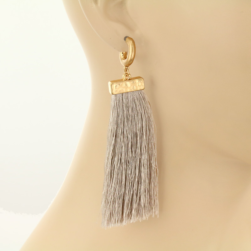 3.9" Tassel with Metal Post Earrings - Image 2