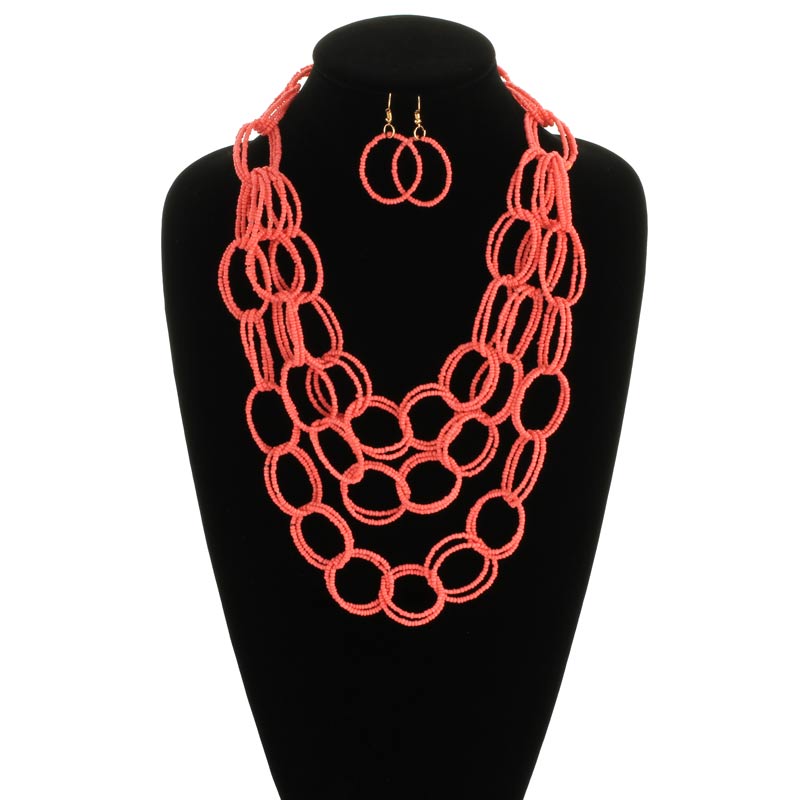 Western Layered Round Seed Beads Necklace Set - Image 2
