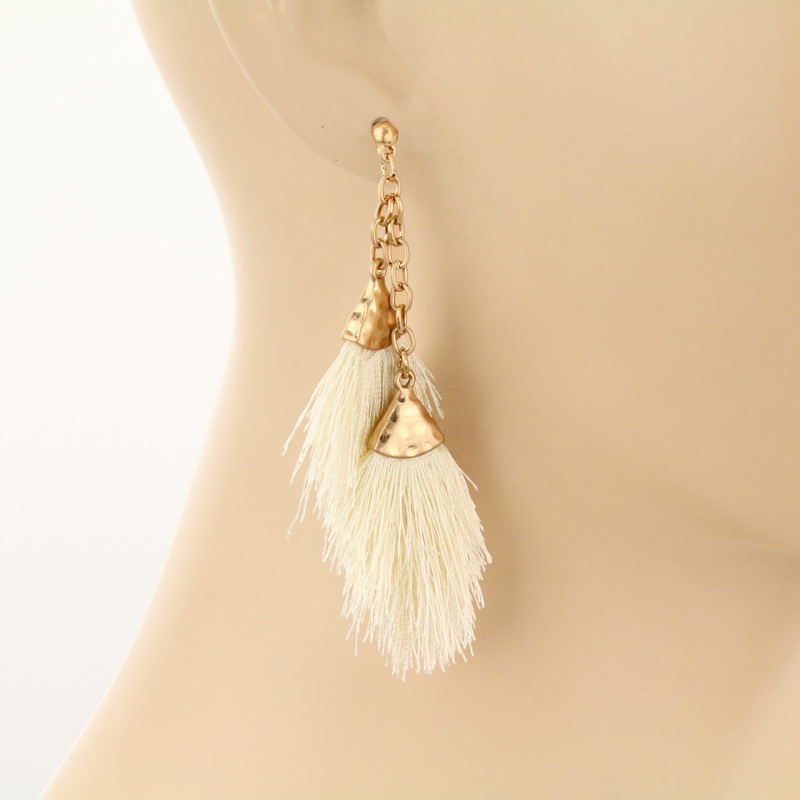 3.25" Mini Double Tassel Post Earrings - Image 2