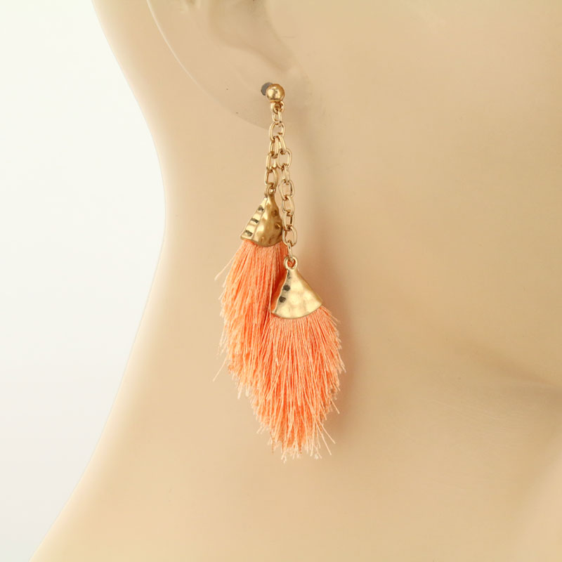 3.25" Mini Double Tassel Post Earrings - Image 2