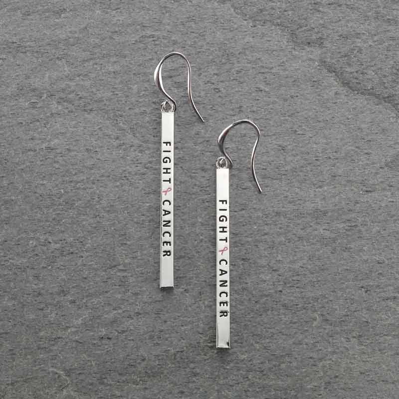 Breast Cancer Fish Hook Earrings