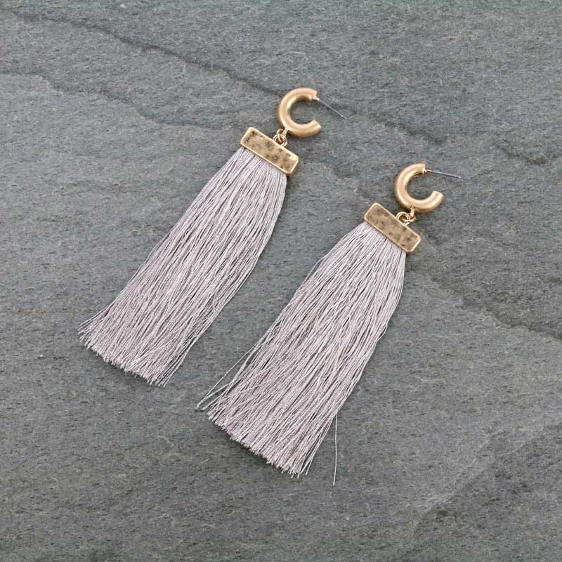 3.9" Tassel with Metal Post Earrings