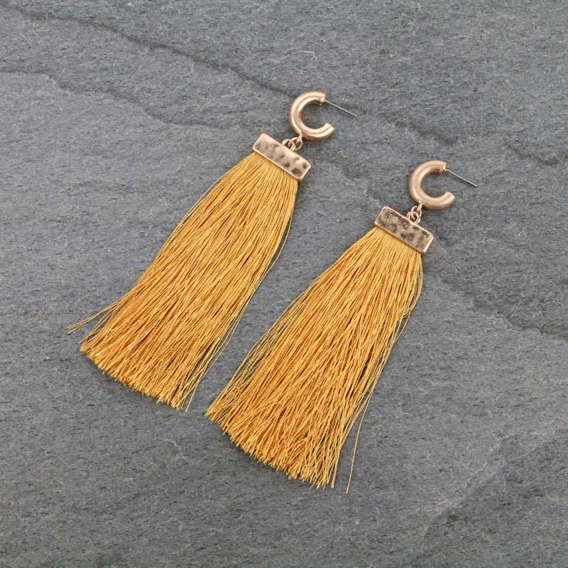 3.9" Tassel with Metal Post Earrings