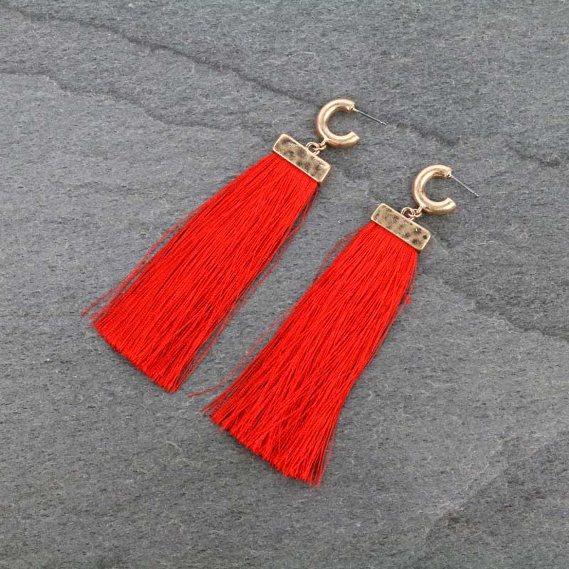 3.9" Tassel with Metal Post Earrings