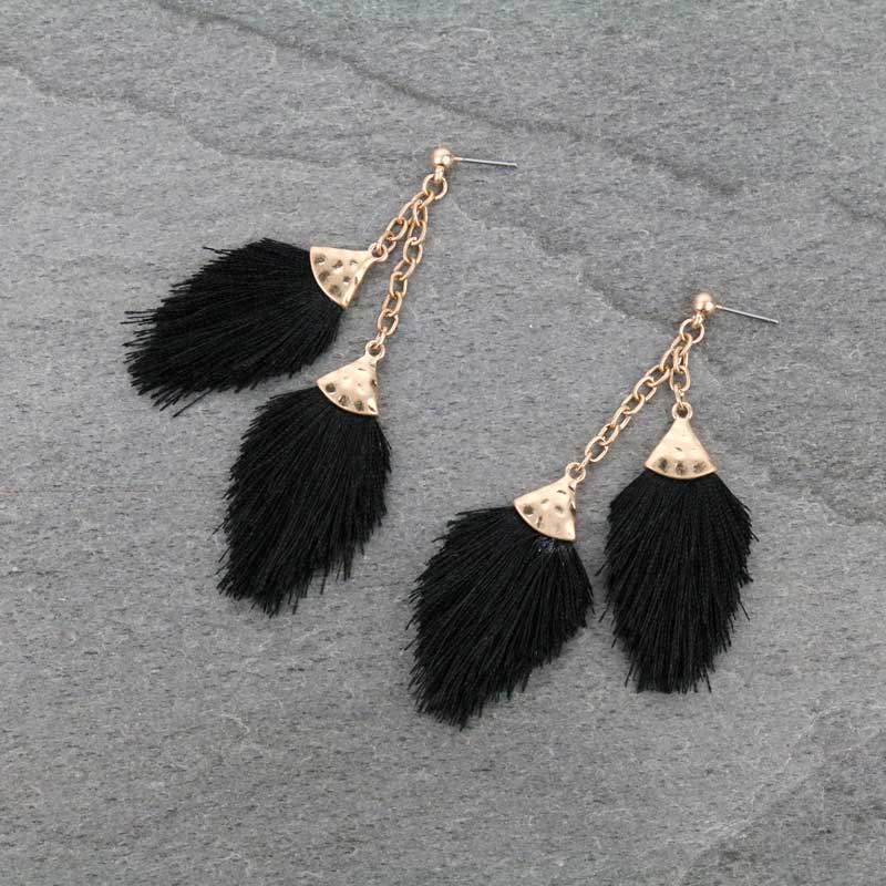 3.25" Mini Double Tassel Post Earrings
