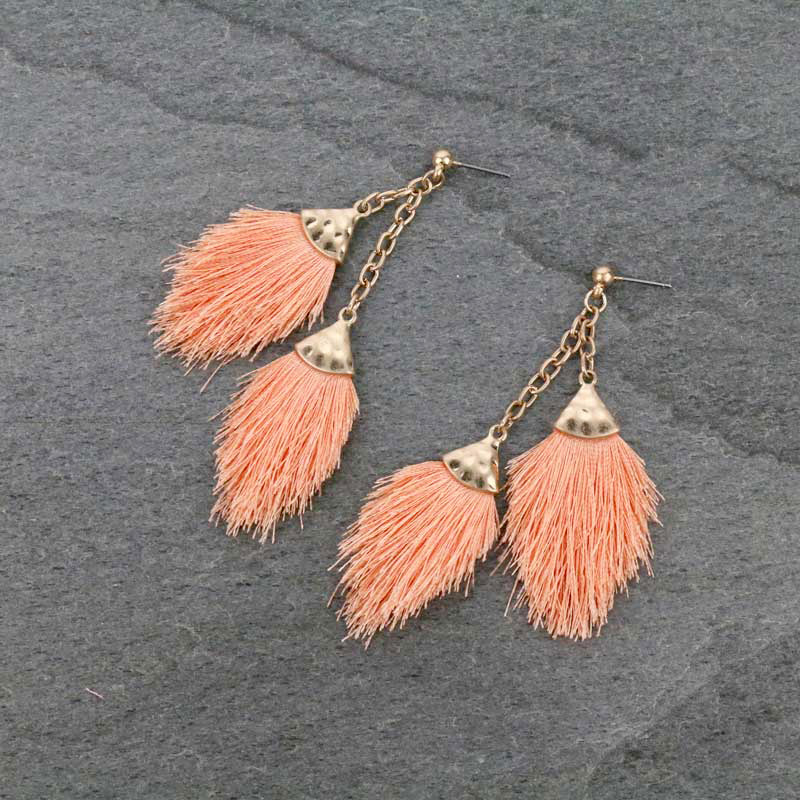 3.25" Mini Double Tassel Post Earrings
