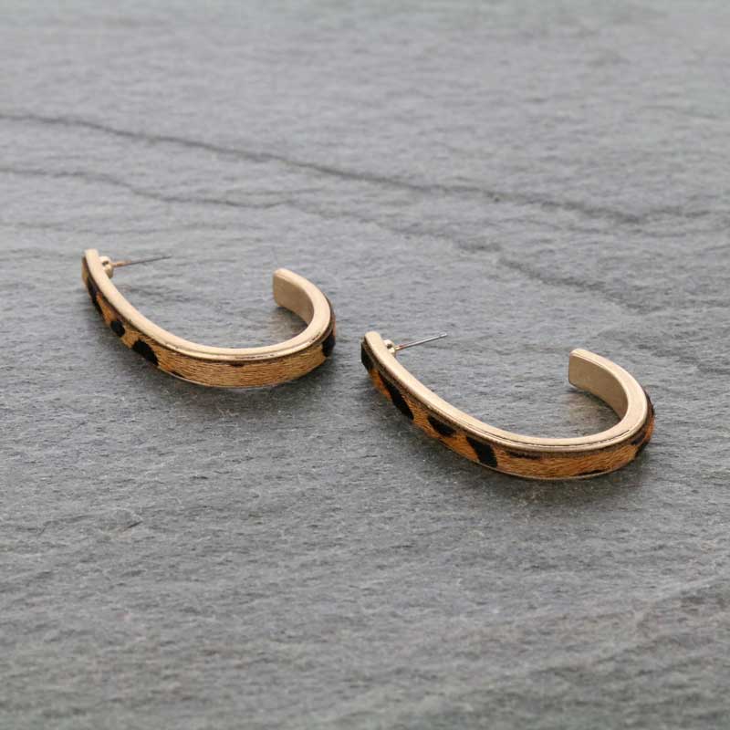 2" Teardrop Shaped Real Calf Hair Hoop Style Post Earrings