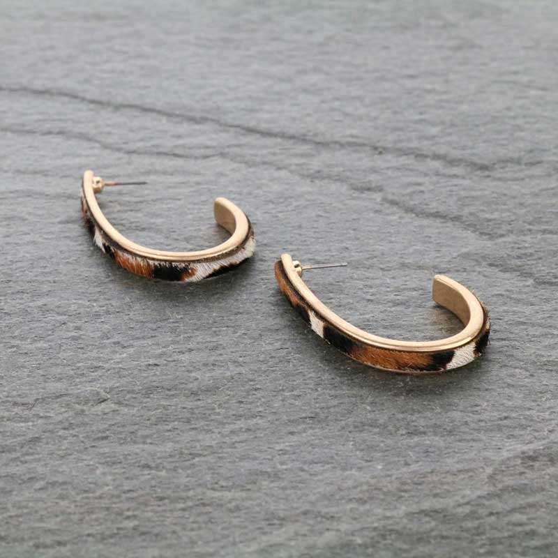 2" Teardrop Shaped Real Calf Hair Hoop Style Post Earrings