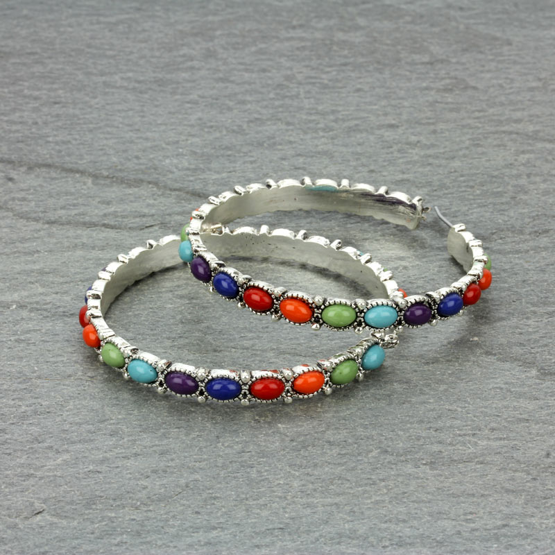 2" Navajo Style Texture Hoop Earrings