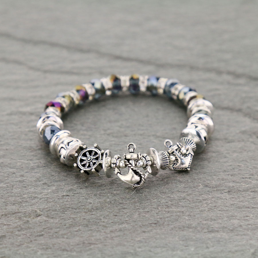 Sea Life Theme "Anchor" Stretch Bracelet
