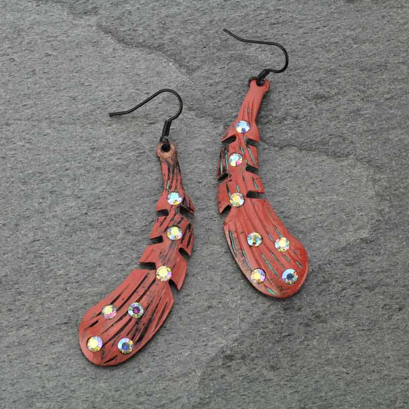 Western Feather Fish Hook Earrings