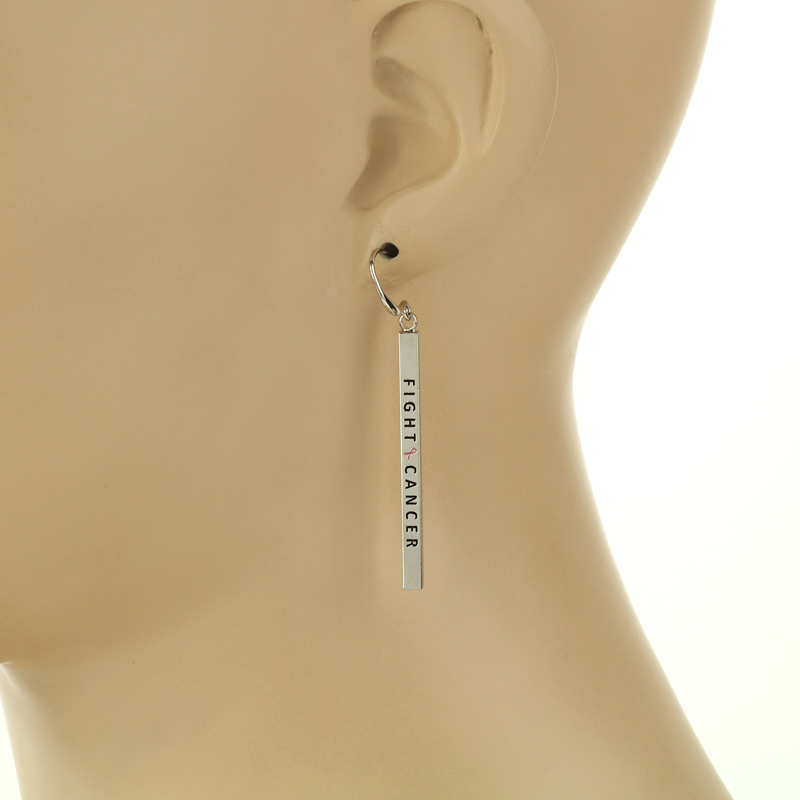 Breast Cancer Fish Hook Earrings - Image 2