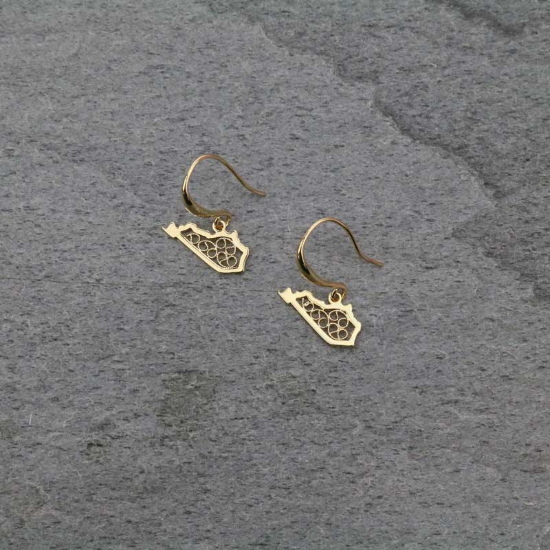 Brass Kentucky Map Fish Hook Earrings