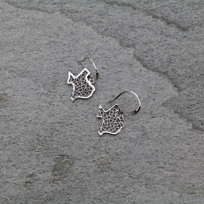 Brass Texas Map Fish Hook Earrings