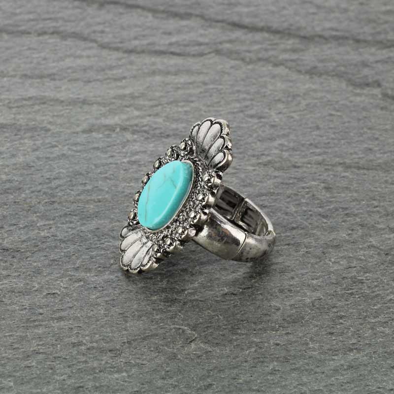 Western Turquoise Stretch Ring - Image 2