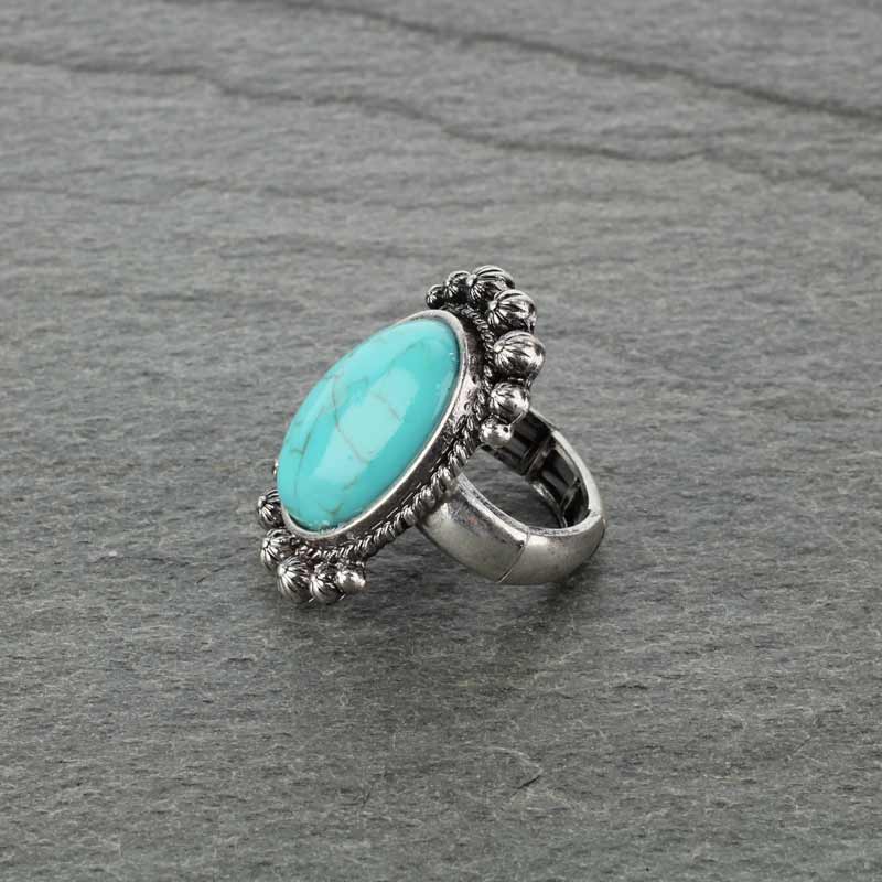 Western Turquoise Stretch Ring - Image 2