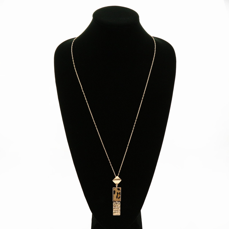 32" Bar Shape Real Calf Hair Leather Pendant Necklace - Image 2