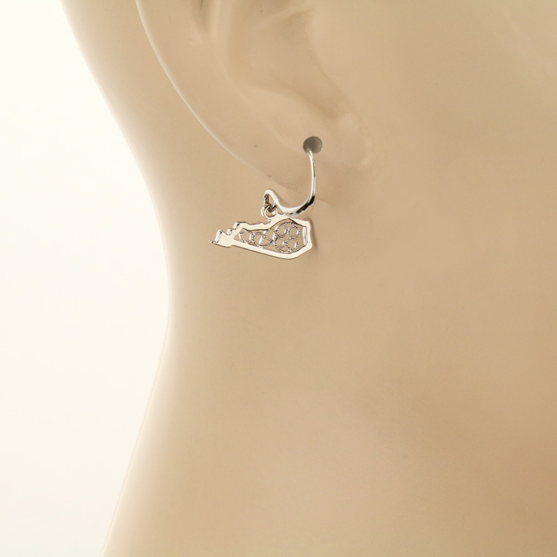 Brass Kentucky Map Fish Hook Earrings - Image 2