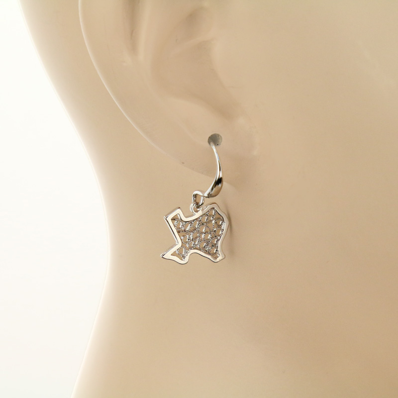 Brass Texas Map Fish Hook Earrings - Image 2