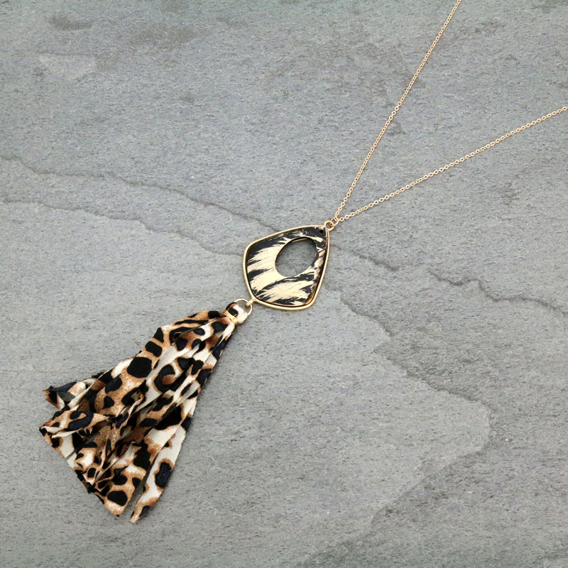 Metal with Fabric Tassel Necklace
