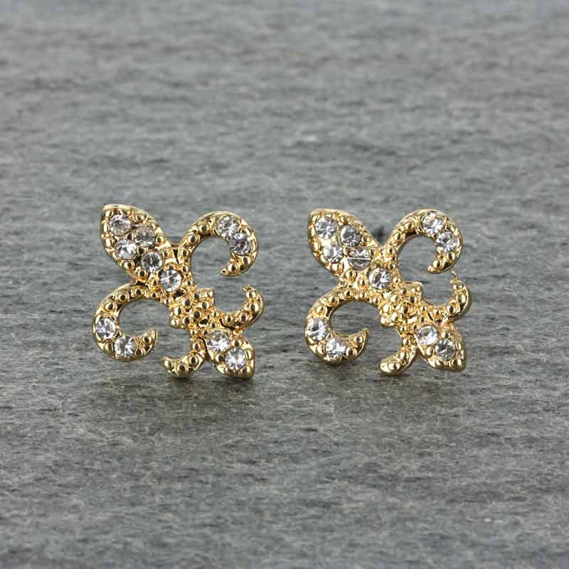 Fleur De Lis Rhinestone Earrings