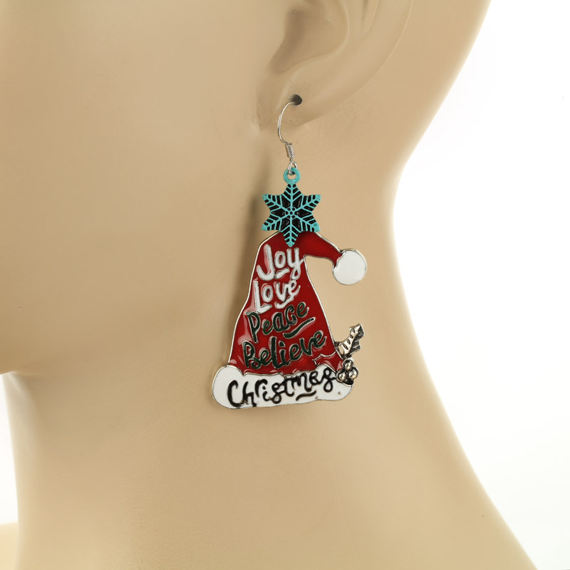 Christmas Santa Claus Hat Fish Hook Earrings - Image 2