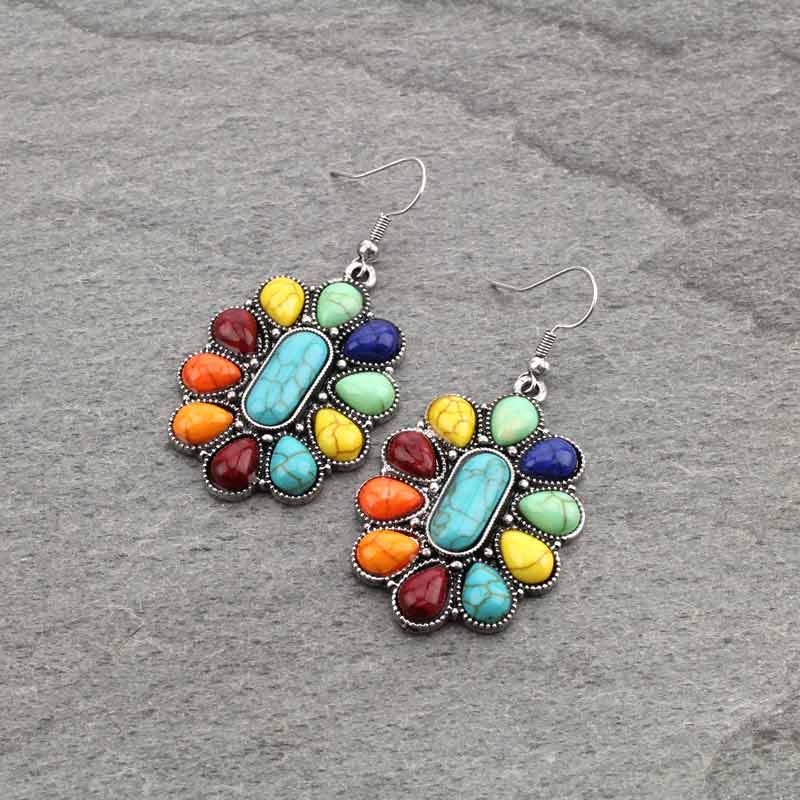 Concho Fish Hook Earrings-DC