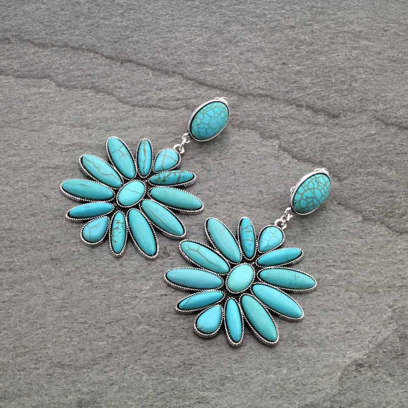 Western Design Stone Clip on Earrings