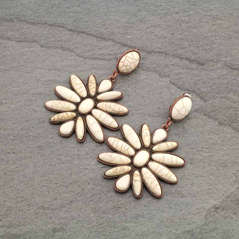 Western Design Stone Clip on Earrings