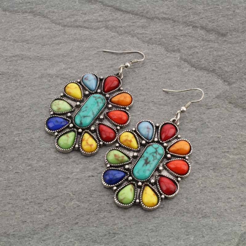 Western Concho Fish Hook Earrings