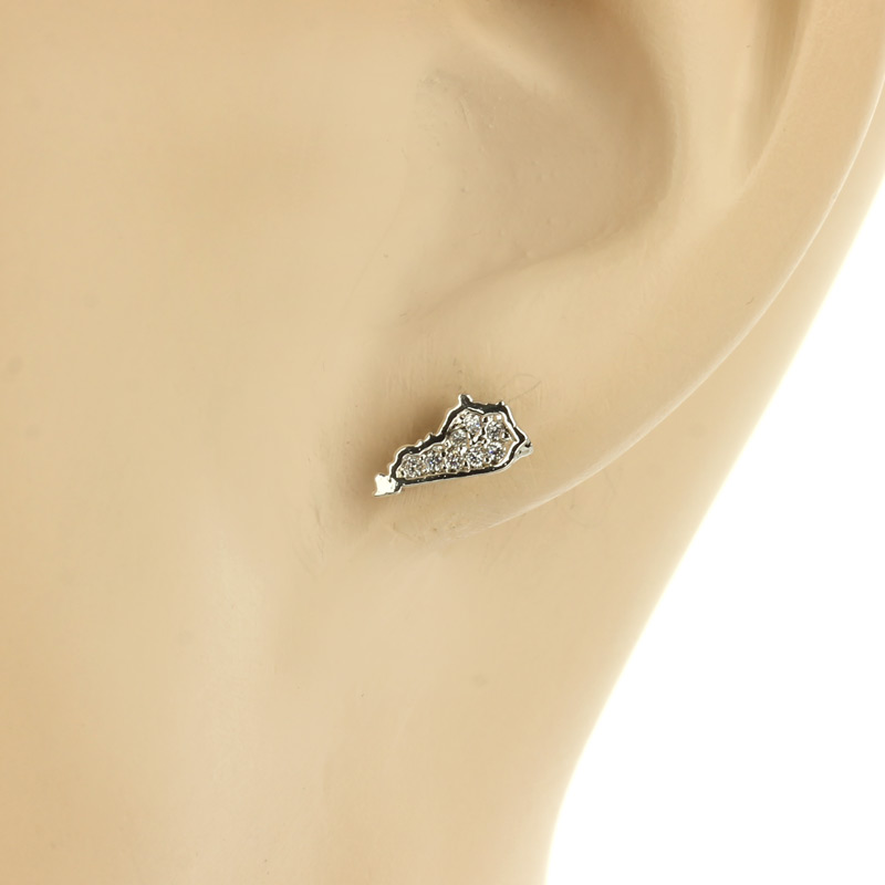 Cubic Zirconia Brass Kentucky Map Post Earrings - Image 2