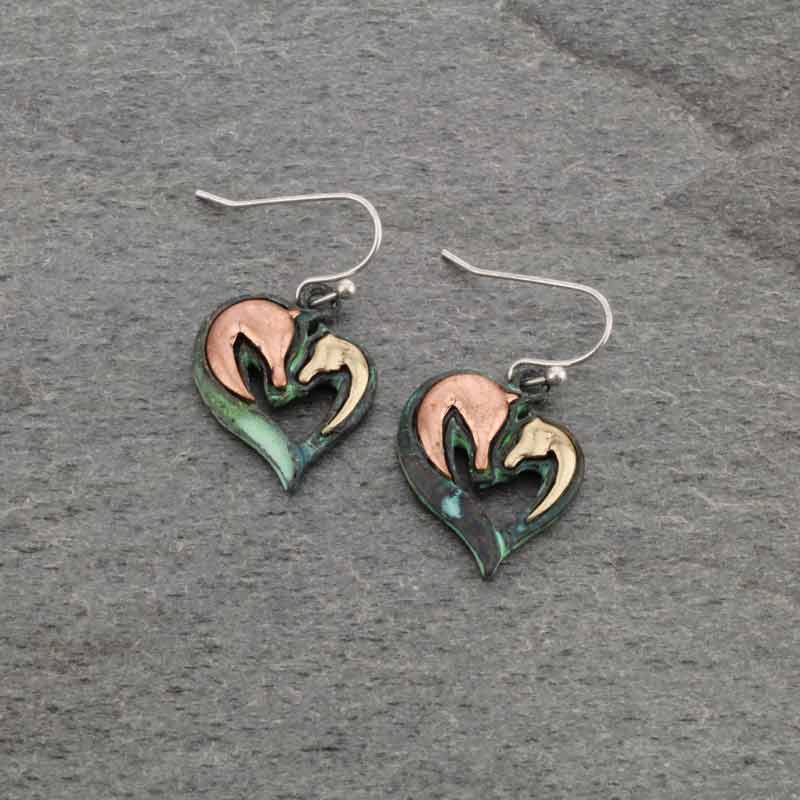 Heart Shape Sea Life Dolphin Fish Hook Earrings