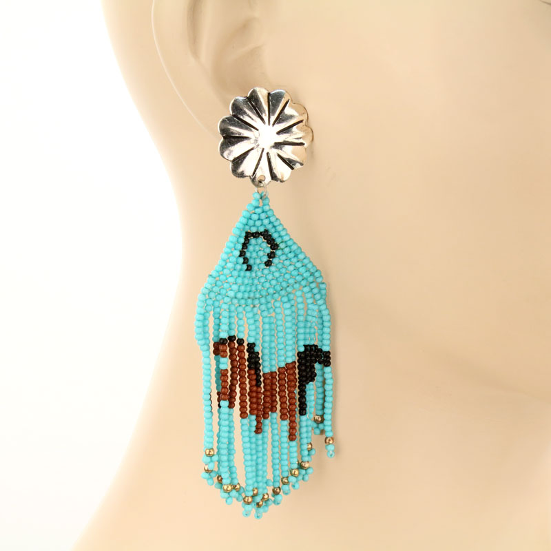 Handmade Seed Bead Horse Post Earrings - Image 2