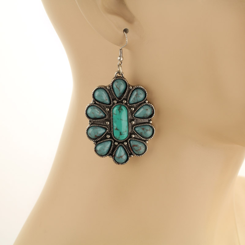 Western Concho Fish Hook Earrings - Image 2