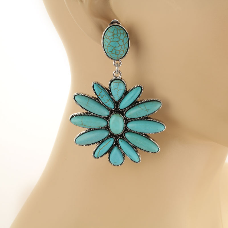 Western Design Stone Clip on Earrings - Image 2