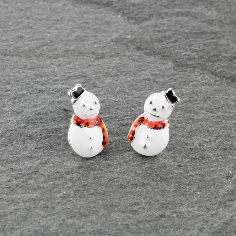 Christmas Snowman Post Earrings